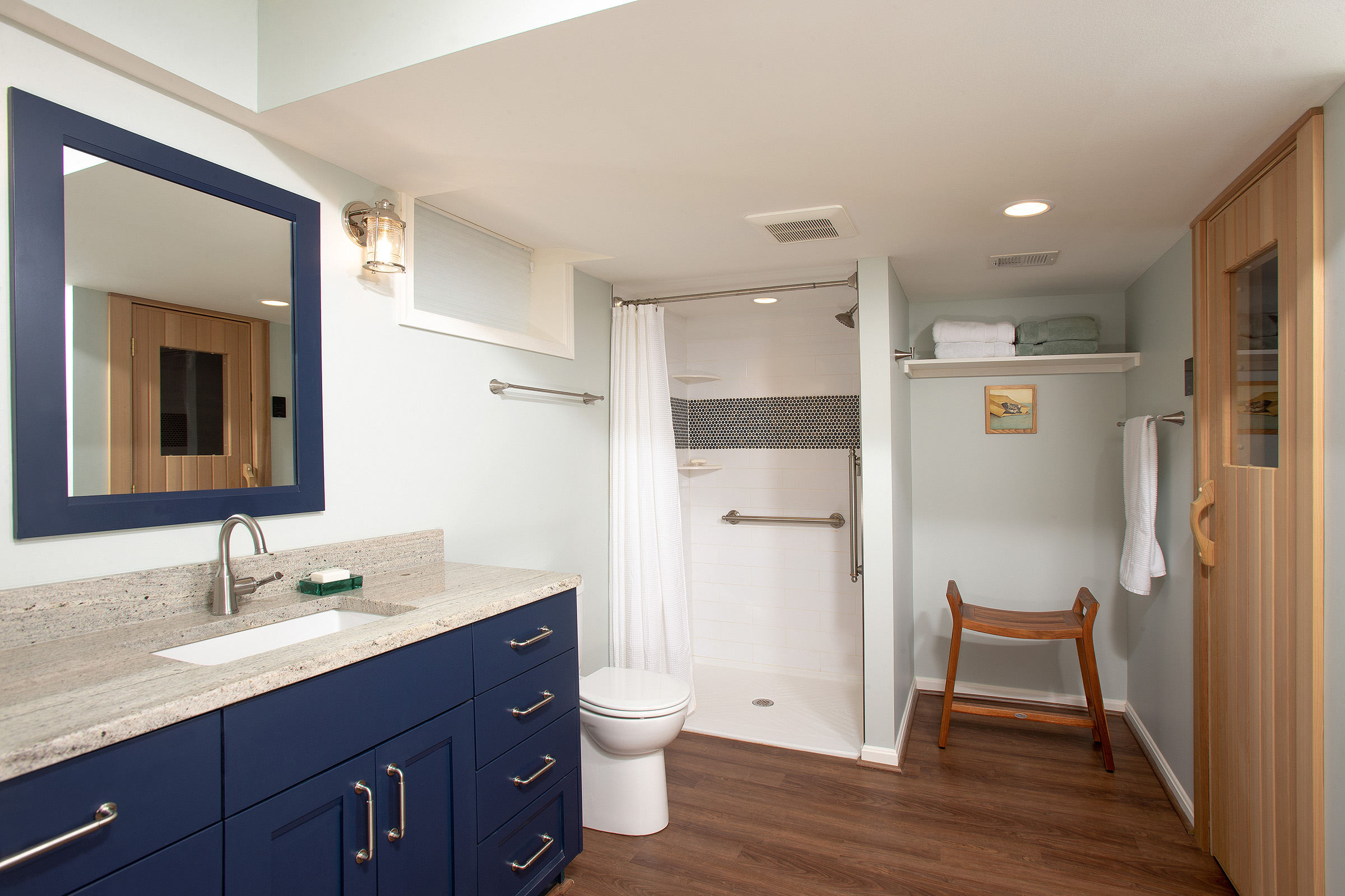 Lower-Level Primary Suite + Sauna Remodel in Arlington, VA - Sun Design